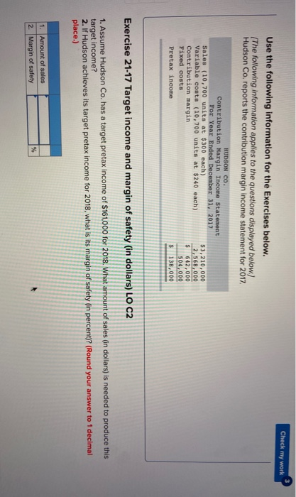 contribution margin income statement for 2017 HUDSON CO. Contribution Margin Income Statement
