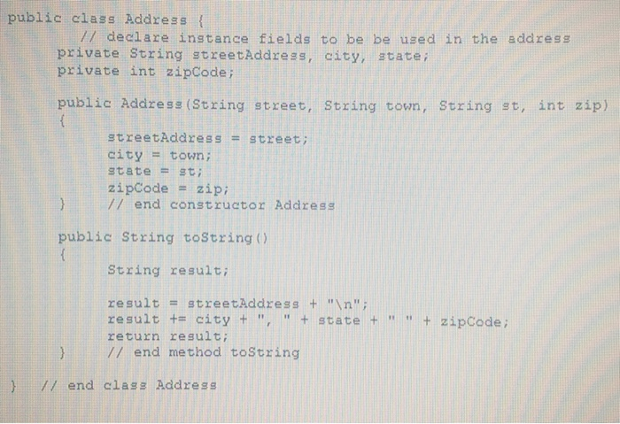 test score for this student. Modify the toString method such that the