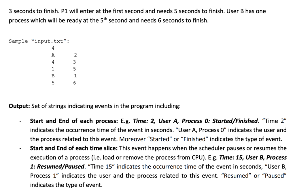 a process scheduler that is responsible for scheduling a given list of