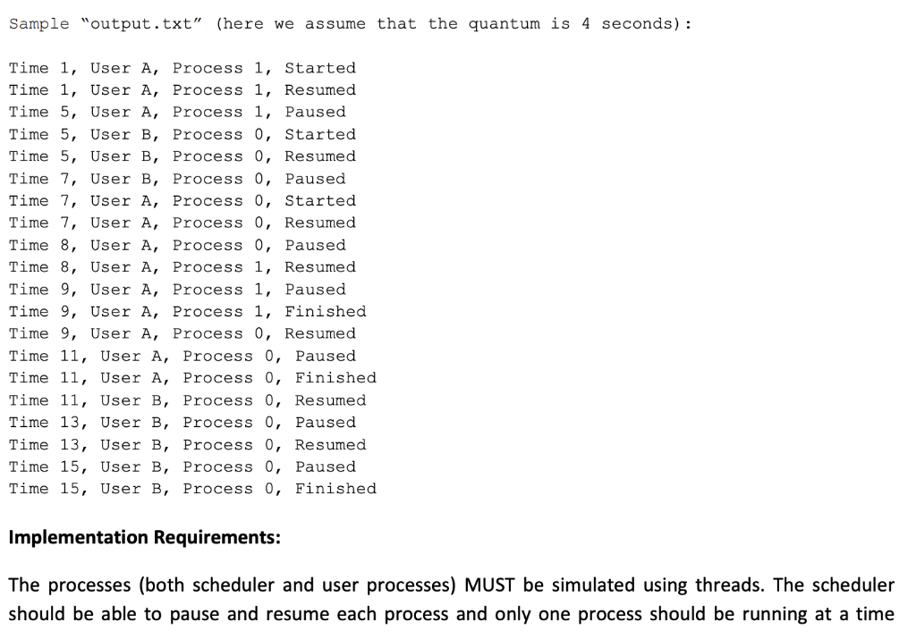 processes that belongs to a given list of users. The scheduler is