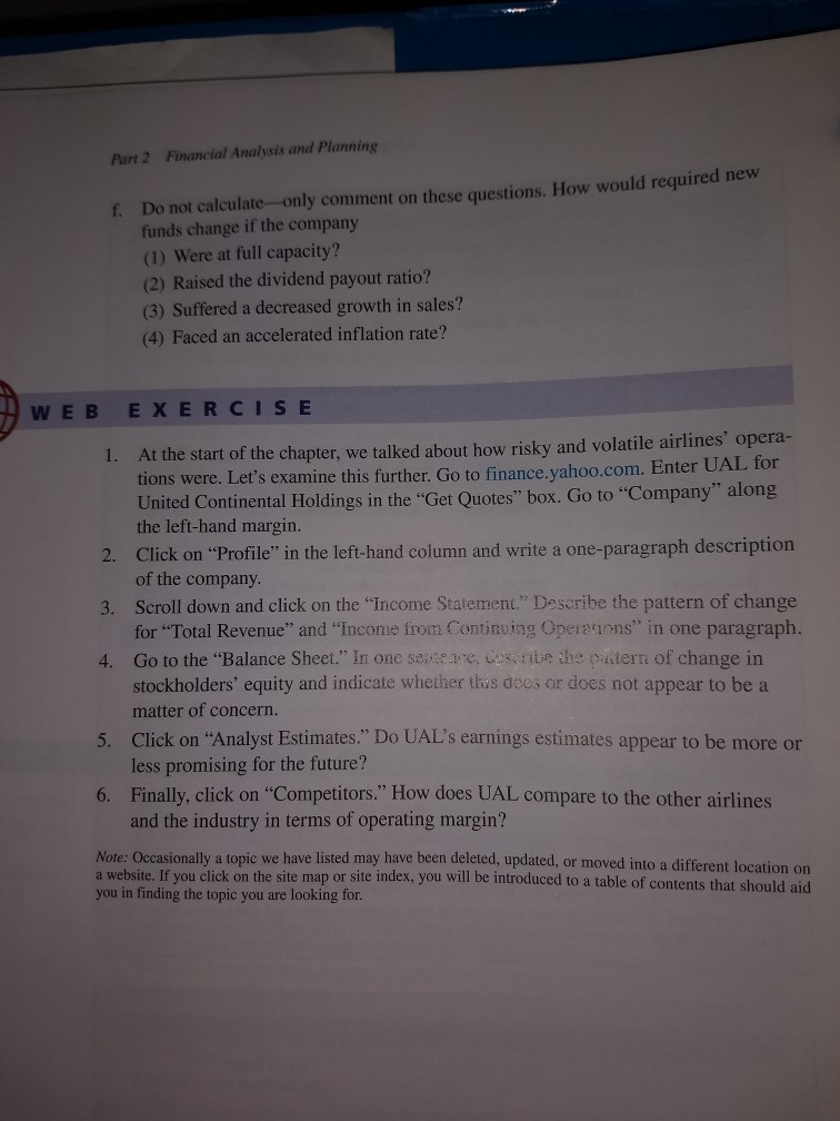 1-6 Part 2 Financial Analysis and Planning f. Do not calculate-only