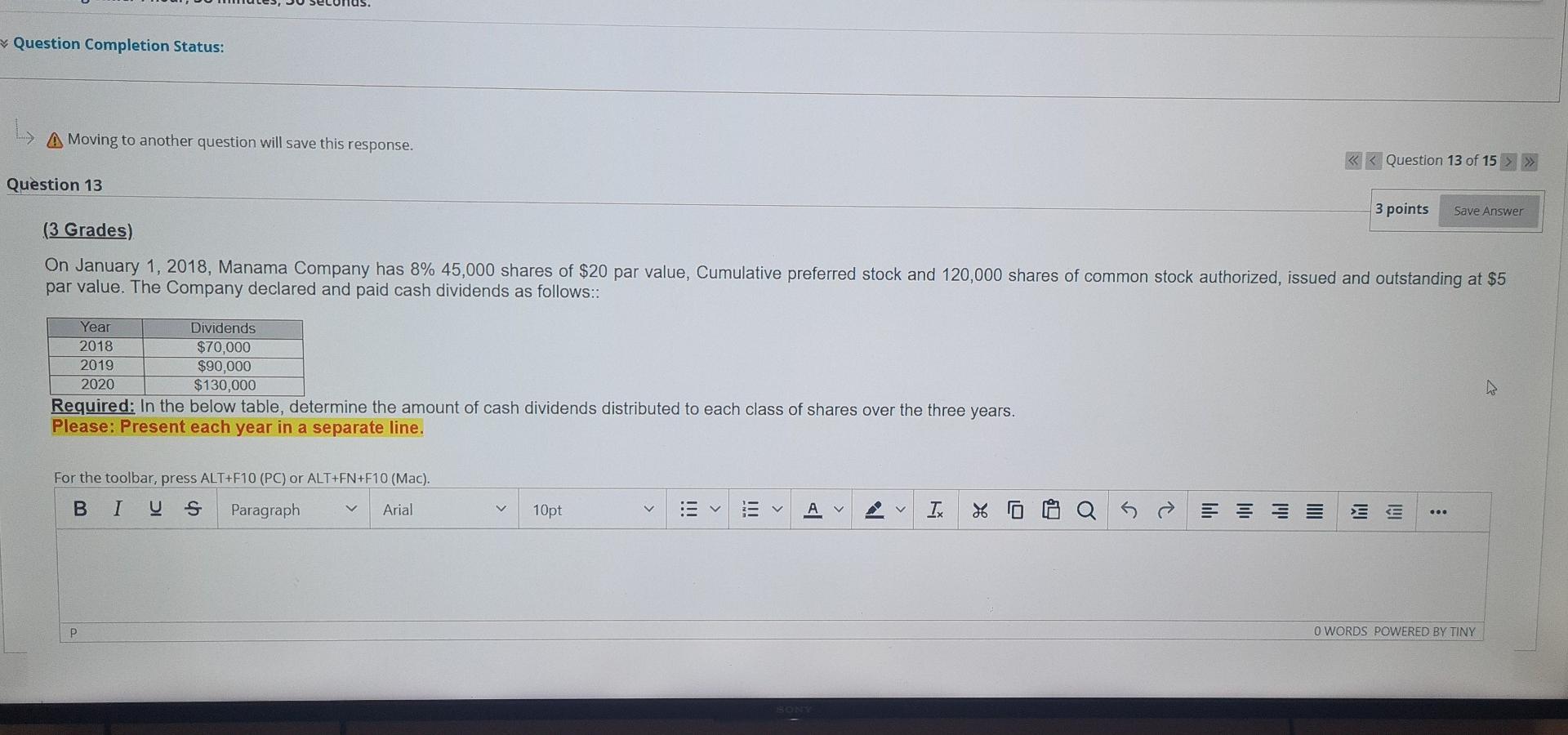 8 points Save Answer On 1/1/2020, Blue Company issued 5-year, 9% bonds