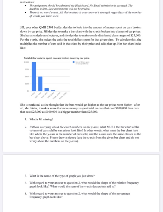  Instructions: The assignment should be submitted via Blackboard. No Email submission