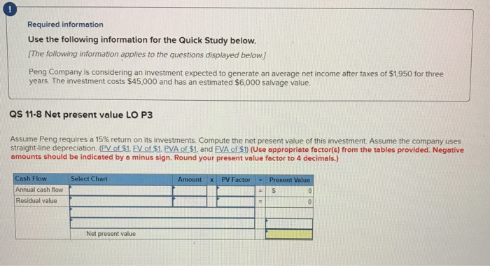  Required information Use the following information for the Quick Study below.