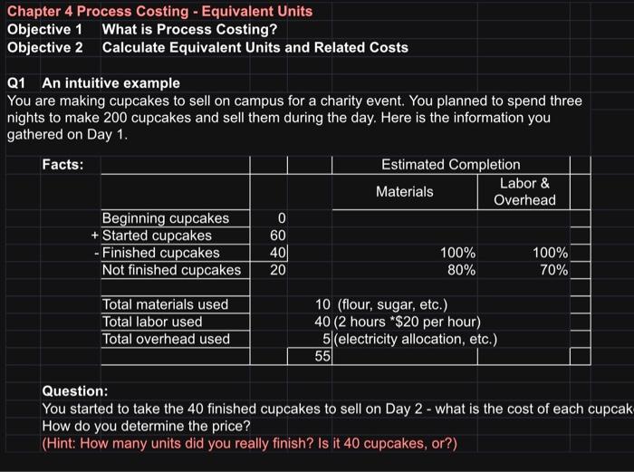  Chapter 4 Process Costing - Equivalent Units Objective 1 What is