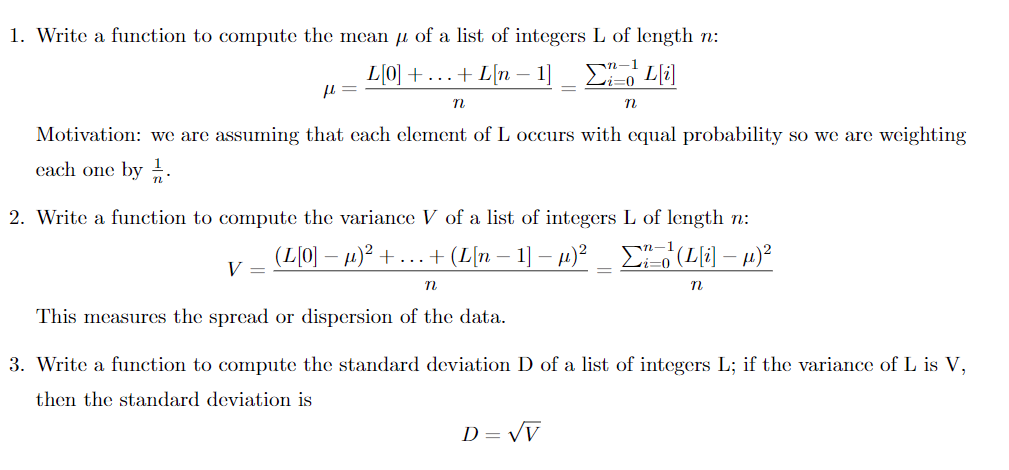  Python 3; include doc strings. 1. Write a function to compute