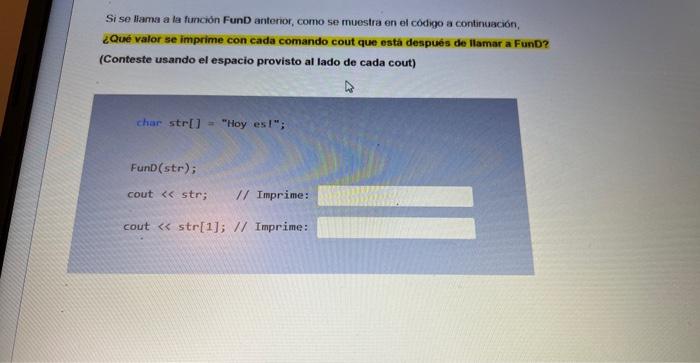 What value is printed with the cout command that is after calling