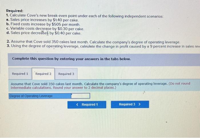 point under each of the following independent scenarion 6. Sales price increases