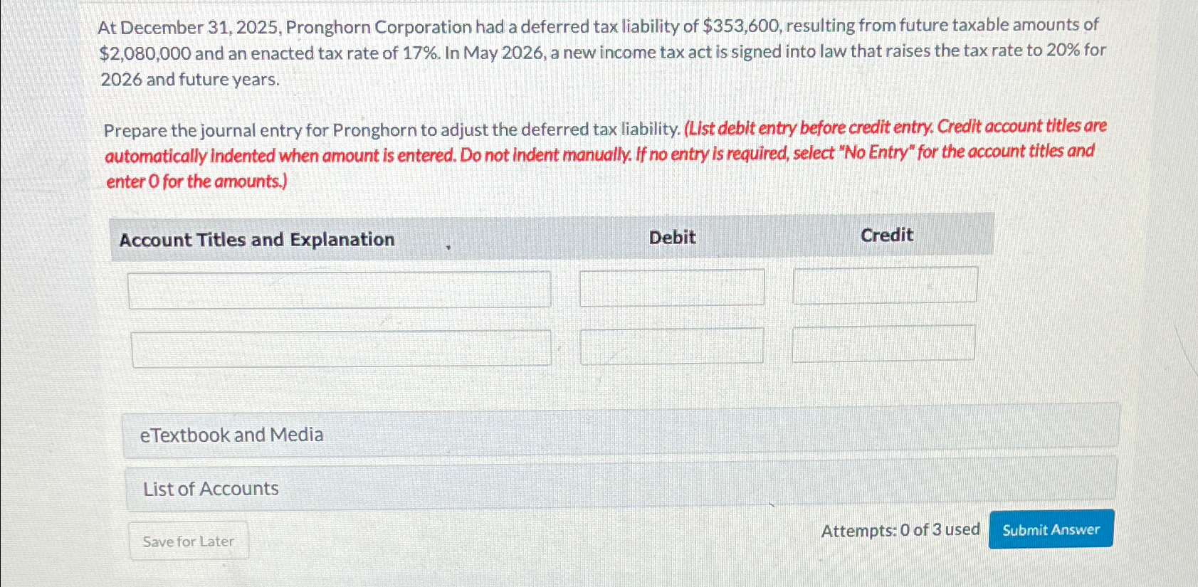  At December 31,2025, Pronghorn Corporation had a deferred tax liability of