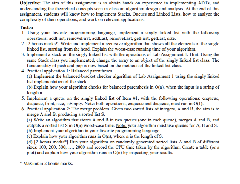  Please make it in Java Objective: The aim of this assignment