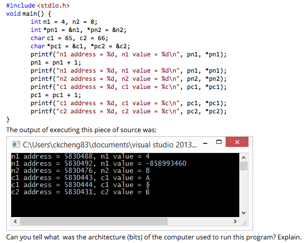  #include void main) char c1 = 65, c2 = 66; printf("n1