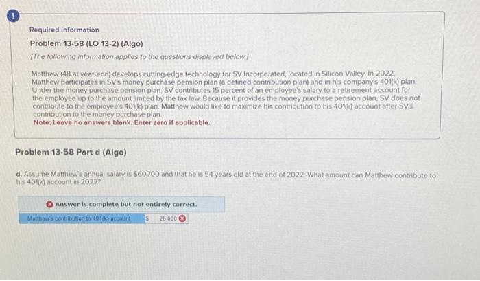 show work and bold final answer. Thank you! Required informotion Problem 13.58