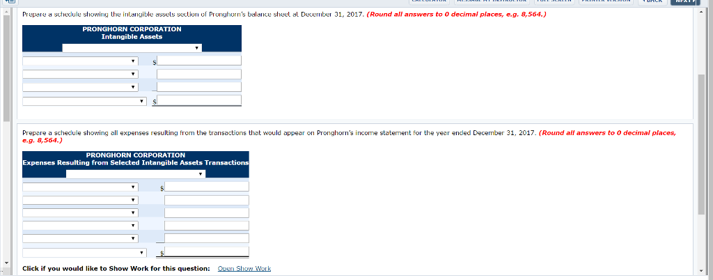 SCREEN PRINTER VERSION 4 BACK NEXT Problem 12-3 Information concernlng Pronghorn Corporation's