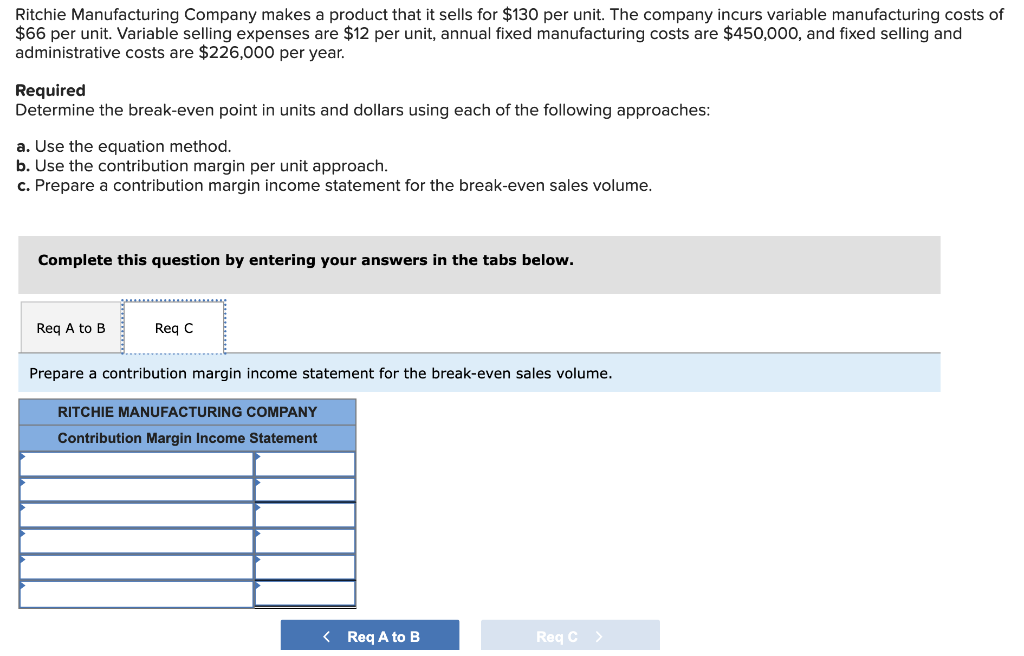 B, and C. Ritchie Manufacturing Company makes a product that it sells