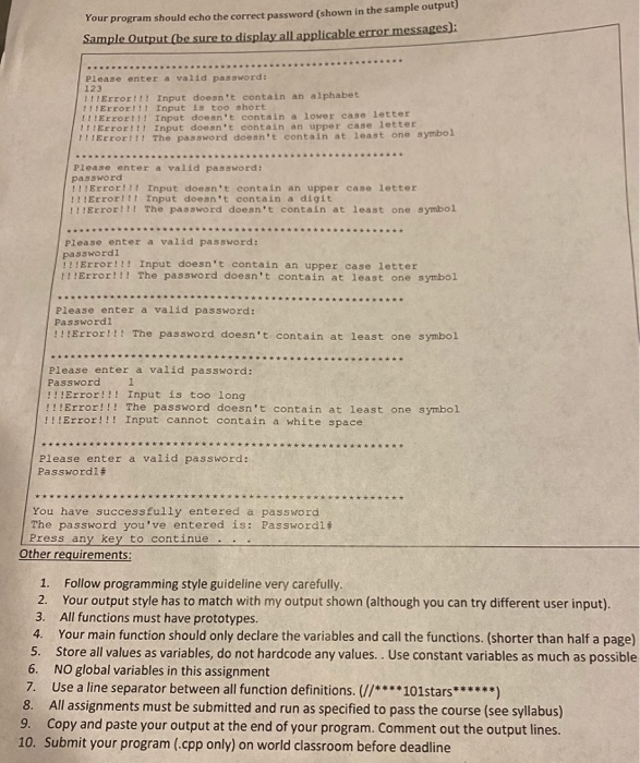 Program Description: Write a program to ask user to enters word and