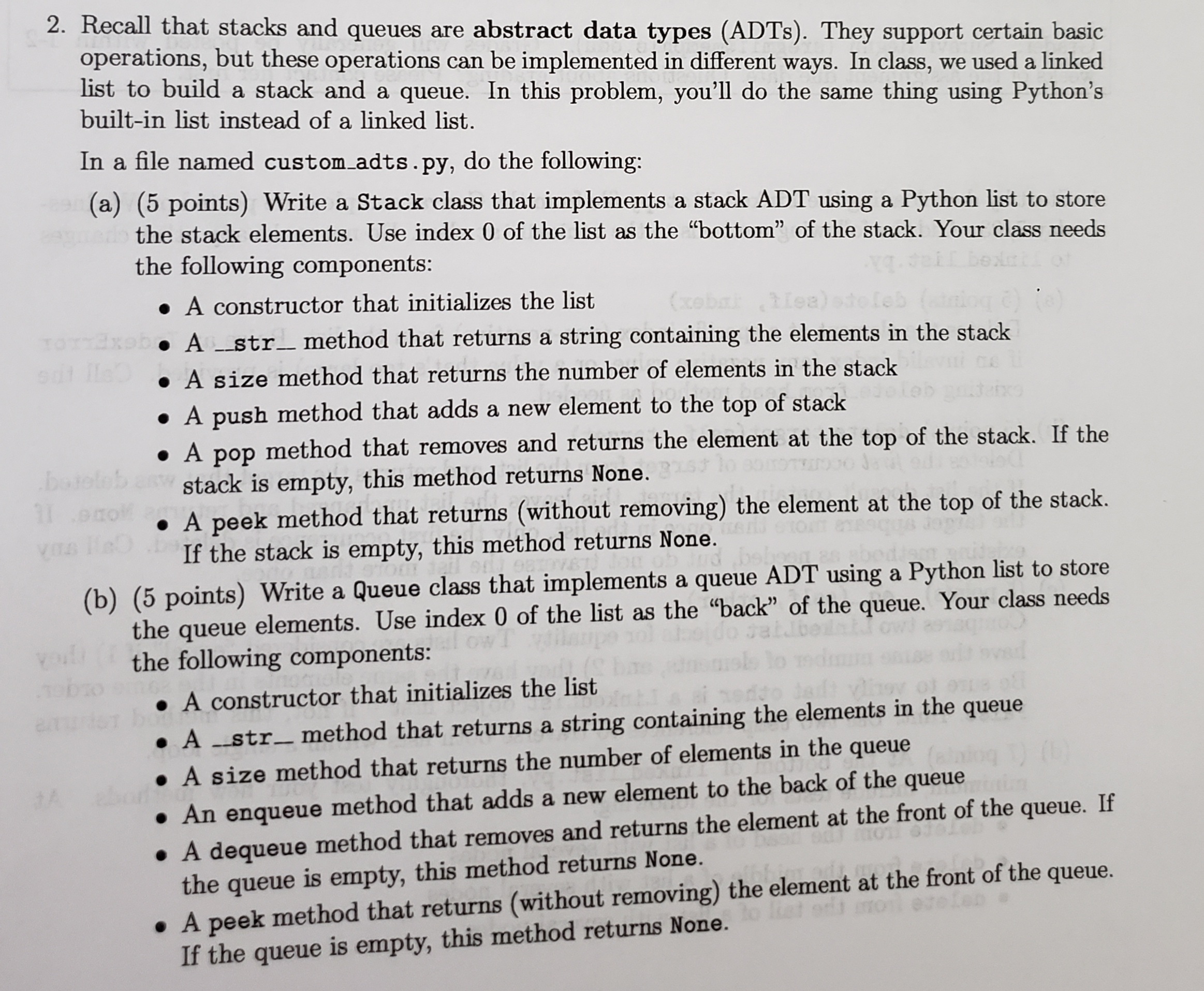  Complete in Python with comments, thank you. Recall that stacks and
