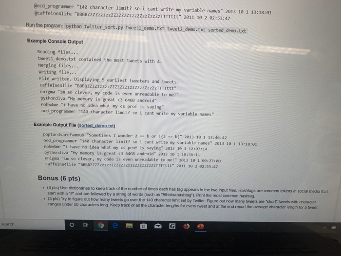 merges and sorts two twitter feeds. At a high level, your program