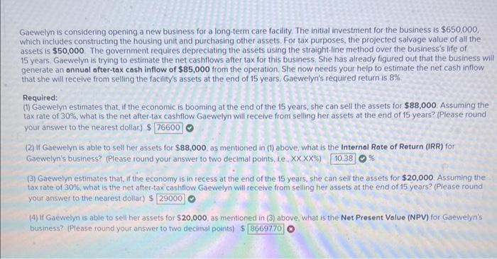 other assets. For tax purposes, the projected salvage value of all the
