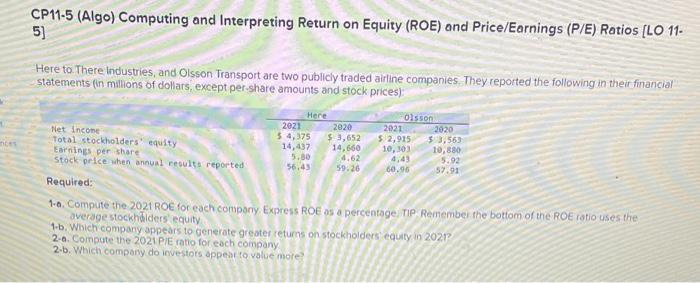 please i will upvote u CP11-5 (Algo) Computing and Interpreting Return on
