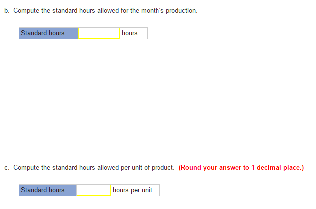 have been set Standard Quantity Standard Price Standard or Hours 3 feet
