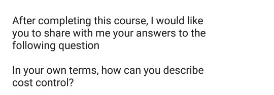  After completing this course, I would like you to share with