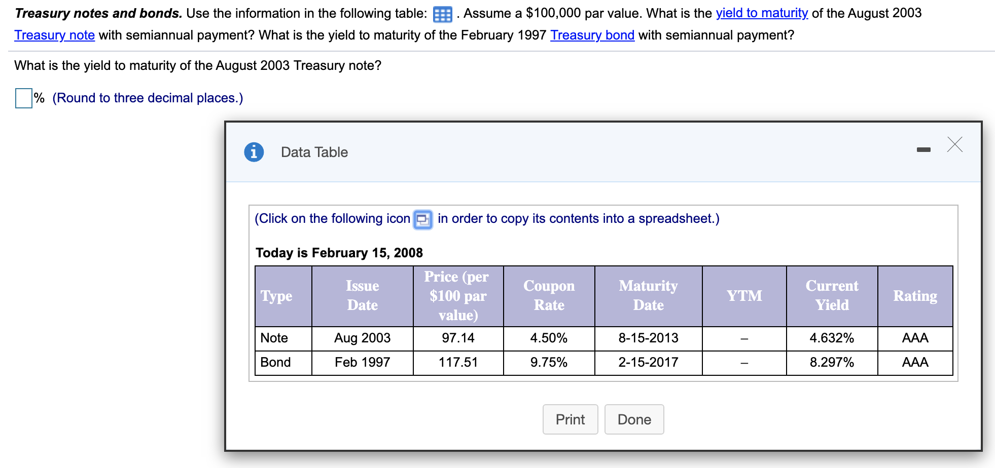 Your broker faxed to you the following information about two monthly coupon