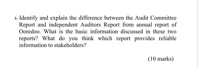 3 3- Identify and explain the difference between the Audit Committee Report