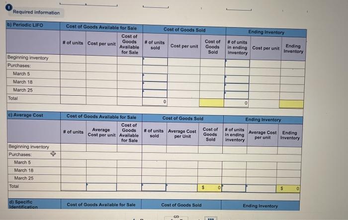 a periodic inventory system. It entered into the following purchases and sales
