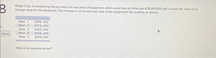  Help! Wright Corp. is considering the purchase of a new piece