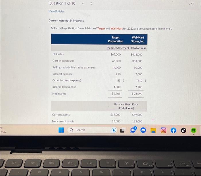  Question 1 of 10 11 (3) Average collection period days: days