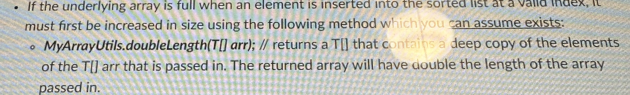 IndexoutofBounds Exception, IllegalArgumentException; void insert( T element) throws IllegalArgumentException; int findFirstoccurrenceIndex (