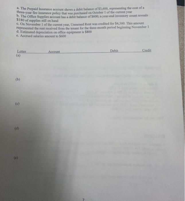 31 adjusting entries for the following transactions and events. Assume that December