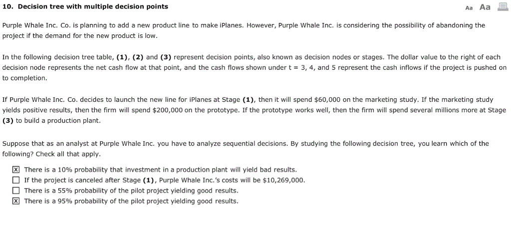  Aa Aa E 10. Decision tree with multiple decision points Purple