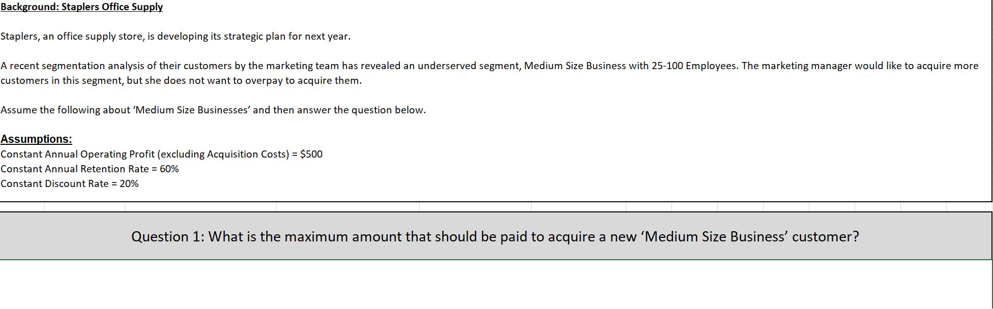 please show excel formulas Background: Staplers Office Supply Staplers, an office supply