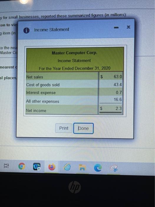 support company providing security for small businesses, reported these summarized figures (in