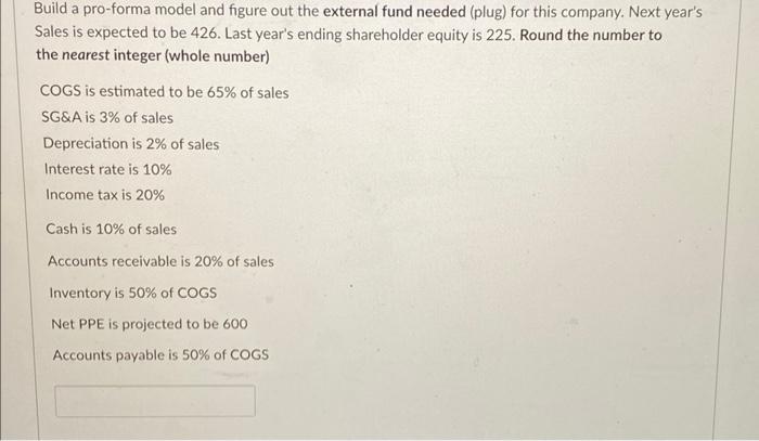 interest expense is -40 Build a pro-forma model and figure out the