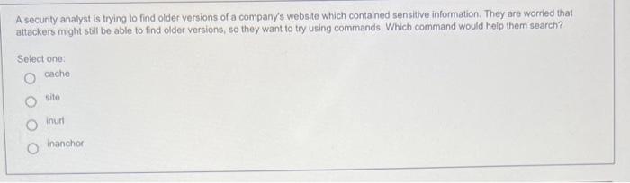 answer for these 5 please and thank you A security analyst is