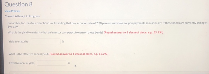  Question 8 View Policies Current Attempt in Progress Cullumber, Inc., has