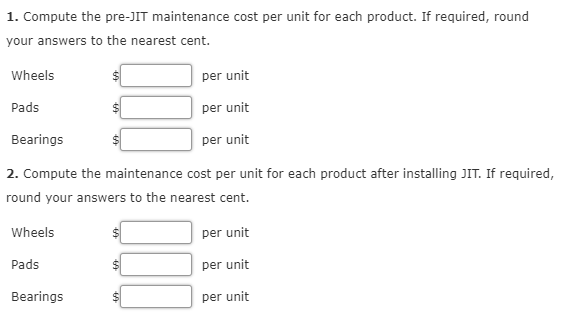 system, Barker Company, a producer of automobile parts, used maintenance hours to
