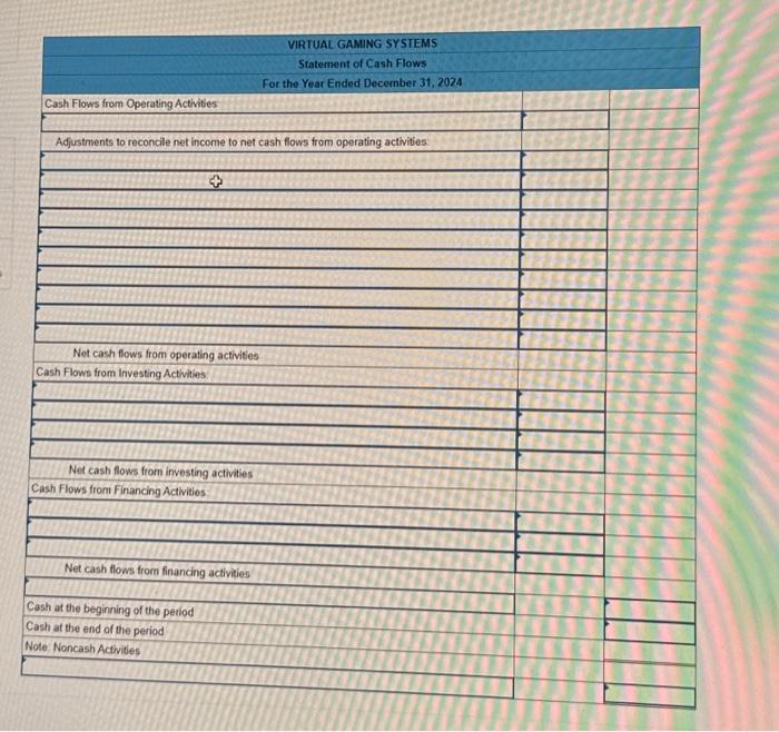 Virtual Gaming Systems are provided. Additional Information for 2024: 1. Purchased additional