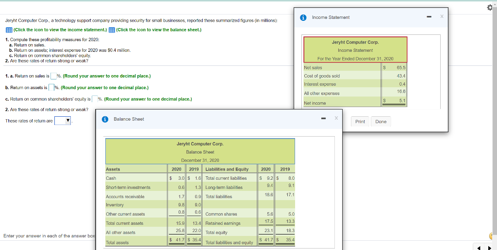  Income Statement Jeryht Computer Corp., a technology support company providing security