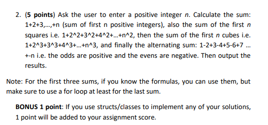  Create a C++ (.cpp) program for this 2. (5 points) Ask