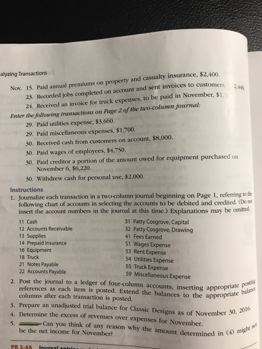 owner's equity for Augus PR 2-3A Journal entries and trial balance On
