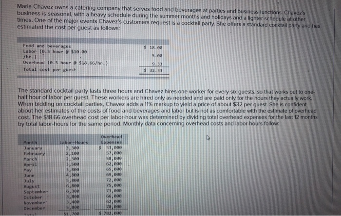 can someone help me with this mangerial accounting practice problem Maria Chavez