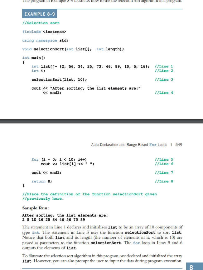 is the selection sort from pg.548 Write a program to compare the