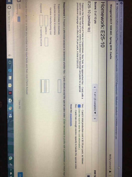  Do H Molly I Managerial ACCT 1020 602 - Spring 2019-Coclin