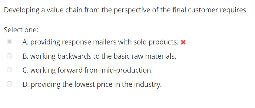  Developing a value chain from the perspective of the final customer