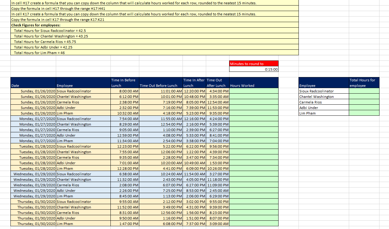 Please show your excel formulas/functions In cell H17 create a formula that