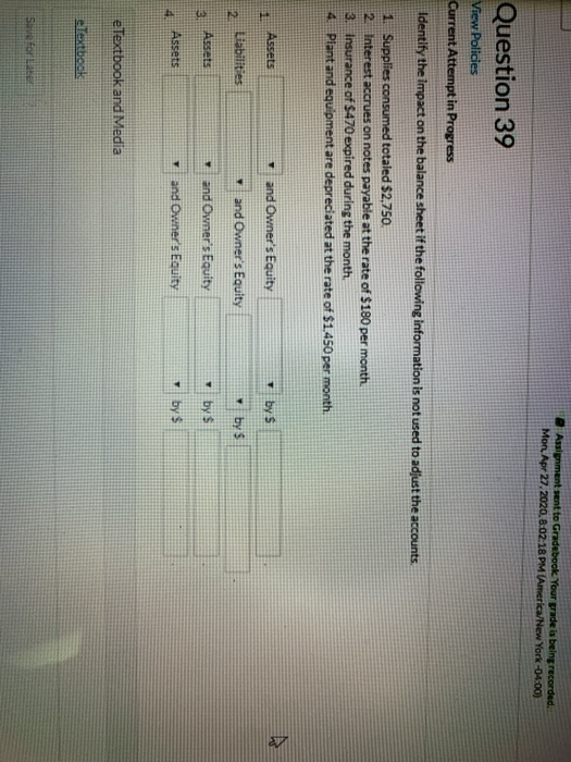  Assignment sent to Gradebook Your grade is being recorded. Mon Apr