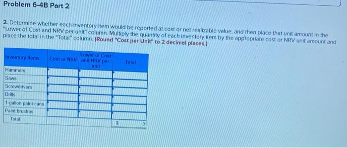 below) A home improvement store, like Lowe's, carries the following items: Inventory